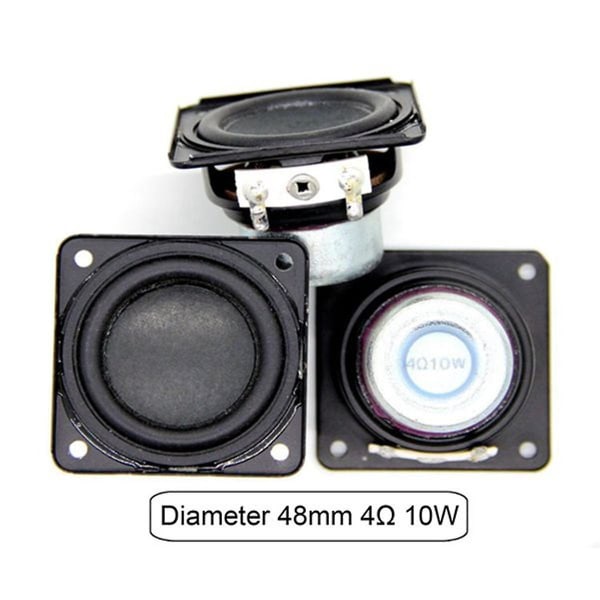 Lydhøyttaler 1,8 tommer 4 Ohm 10W 48mm Bass Multimedia Høyttaler DIY Sound Mini-høyttaler med monteringshull Black