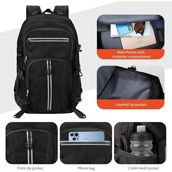 Unisex Lätt Reseryggsäckar 50L Ryggsäck Resa Ryggsäck Vandring Trekking Vattentät Ryggsäck Cykel Kvinnor Män för Vandring Camping, Resor