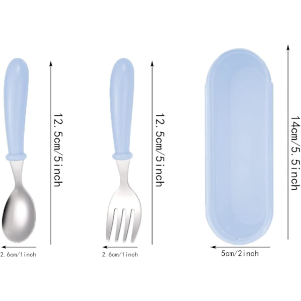 Rustfritt stål barnebestikk, 2 sett babybestikk, barneskje og gaffel, for hjem og reise