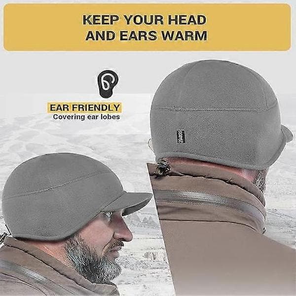 Fleece Vintermössa med Skärm - Herr - Öronlapp Skärmmössa Grey