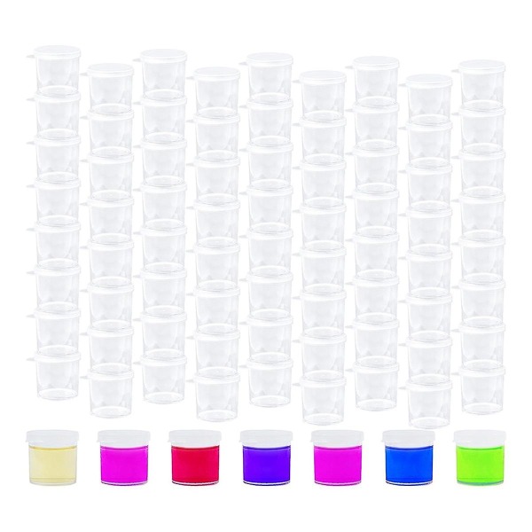 100-pak mini plastik maling kopper med låg Maling beholdere krukker Klare maling opbevaring krukker 0,5 Oz (25 Ml) White