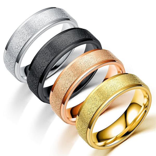 4-delt sandblæst wolframring sæt - 4 farver, 6 mm, unisex bånd