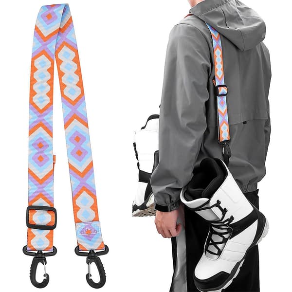 Merryso Skate Carrier Strap Adjustable with Hook Clips Snowboard Ski Shoulder Strap Black Orange