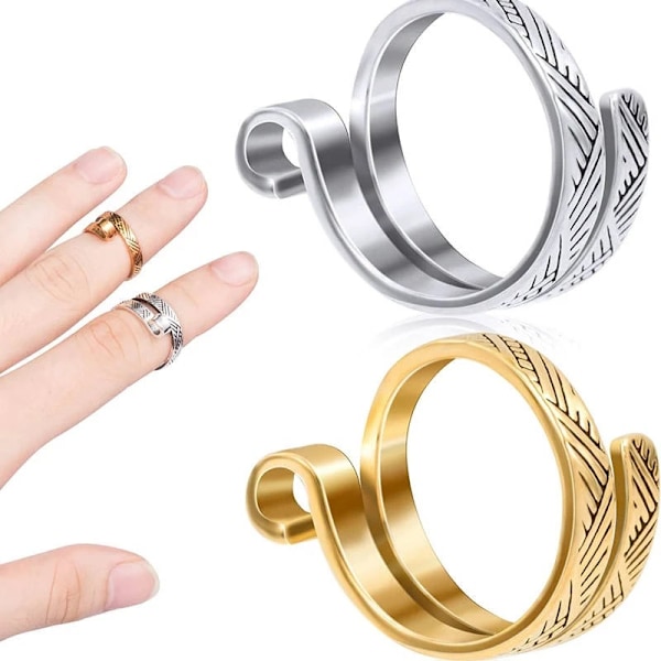 2-pack syringar för stickning Stickringar Virkningsringar Metallgarnledare Fingerringar för virkningstillbehör för garn