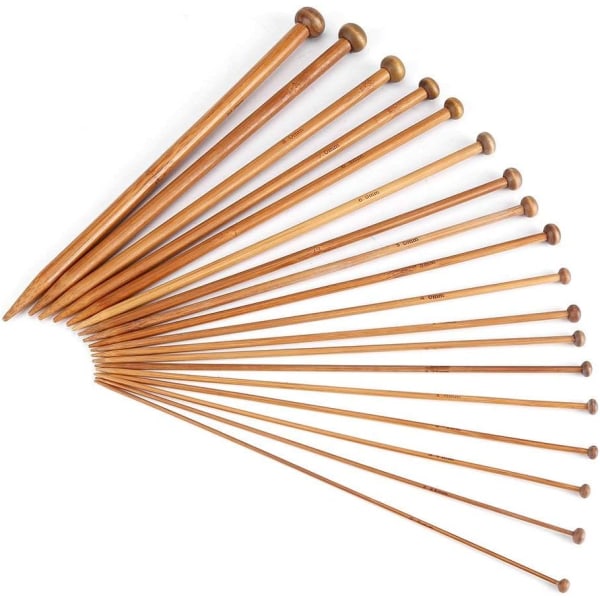 Bambus strikkepinner sett 18 størrelser Enspiss karbonisert strikkepinne (2 mm til 10 mm)