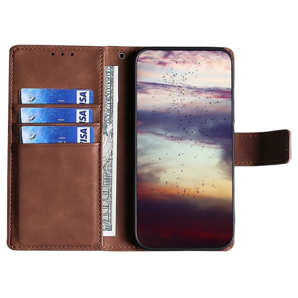 Krokodille Tekstur Pung Stativ Etui til TCL 40R 5G, Hud-følelse PU Læder Mobiltelefon Cover Brown Style C TCL 40R 5G