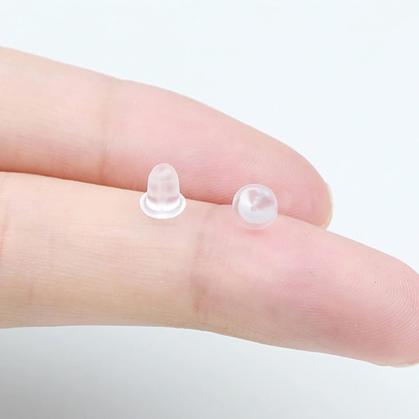 100 st silikonörhängen, tryck på örhängen, örhängen pluggar, för DIY-ersättning, transparent (4 * 4 mm)