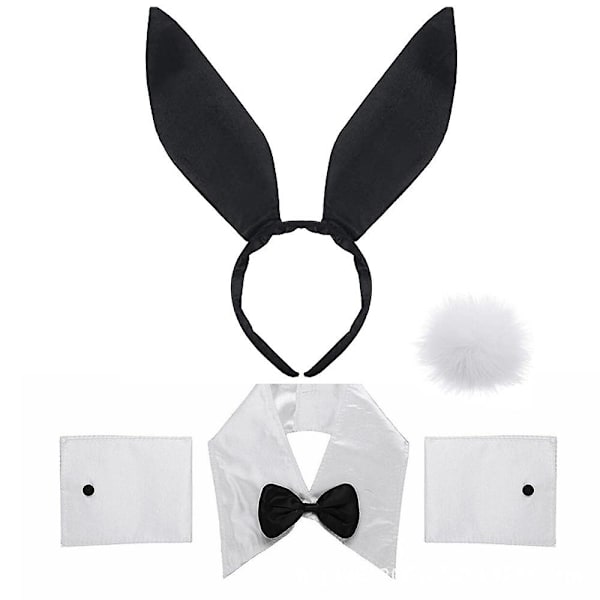 Pupujussi pääsiäispuku setti Kanin korva pääpanta Kaulus Rusetti Puku Mansetit Kanin häntä Naisille Juhla Cosplay Black