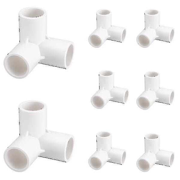 8 st PVC-rörkopplingar 3-vägs armbågsbeslag för PVC-möbelrörbeslag Växthusram Tältanslutning