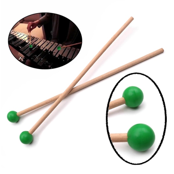 1 par professionella xylofon marimba klubbor trumstockar slagverk delar längd 365mm Green