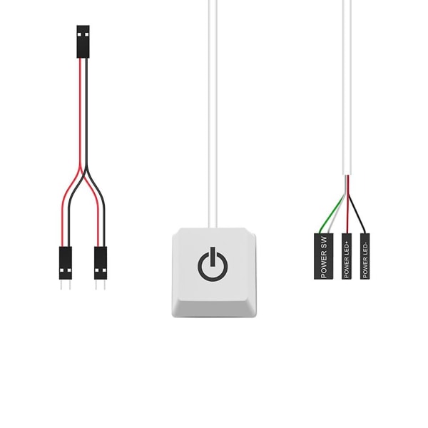 2m bærbar LED-lys computer skrivebord switch pc ekstern tænd/sluk-knap forlængerkabel, Rgb White