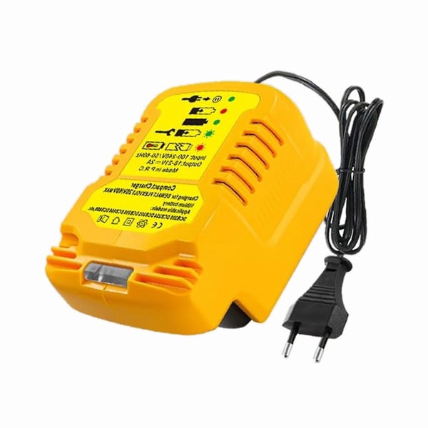 Miniladdare för 20V batteriladdare, Byt ut för DCB112 för 20V/60V MAX litiumjonbatterier EU-kontakt Yellow
