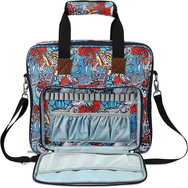 Portable Storage Bag for Embroidery Kit with Multiple Compartments Square Carry Bag