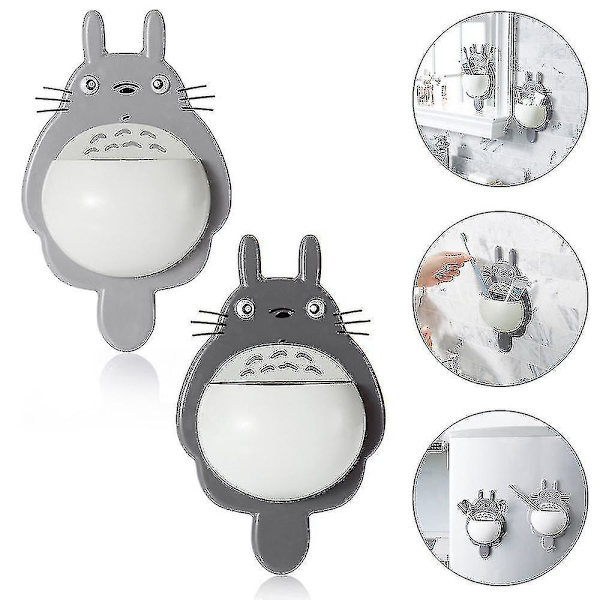 Børns pige dreng søde Totoro tandbørsteholder vægmontering sugekop badeværelse sugekop Light Grey