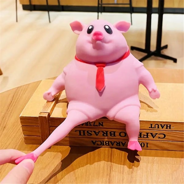 Rosa gris leksak figurleksaker, dekomprimera och stretcha gris klämma piggy leksak stress relief djur leksaker presenter