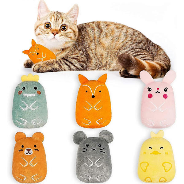 Catnip Leksaker, Inomhus Kattleksaker med Rassel, Plysch Kattleksaker, 6-Pack