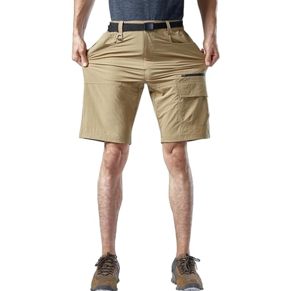 Khaki herreshorts Pustende utendørs Hurtigtørrende Lettvektssport Lettvekt Elastisk Sykkelklatring Bermuda-shorts med flere lommer, XL