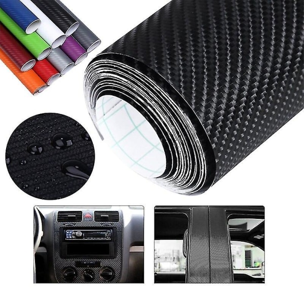30cmx127cm 3d Carbon Fiber Vinyl Car Wrap Sheet Roll Film Car Stickers og Decal Motorcykel Auto Styling