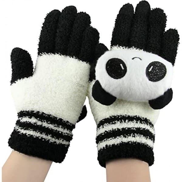 Söta Panda Vinter Ull Touch Screen Vantar för Kvinnor Flickor Vindtäta Varma Stickade Textning Vantar Vantar Julafton Present