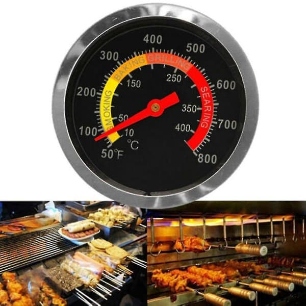 BBQ Røyker Grill Rustfritt Stål Termometer Temperaturmåler 50-400c