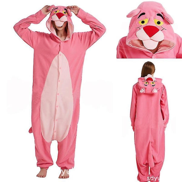 Rosa Pantern Pyjamas Djur Onesie Enhörning Pyjamas Pegasus Kostym Kigurumi Pyjamas Halloween Cosplay S