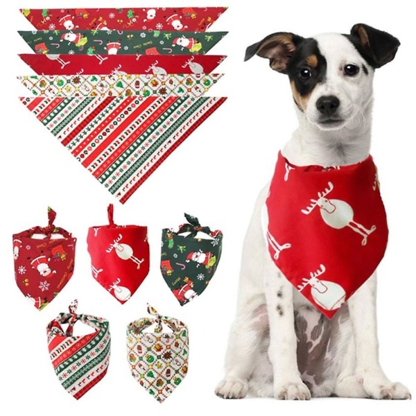 Jul Pet Hund Hvalp Santa Elg Snefnug Bandana Hagesmække Håndklæde Tørklæde Halsklæde Gift Style