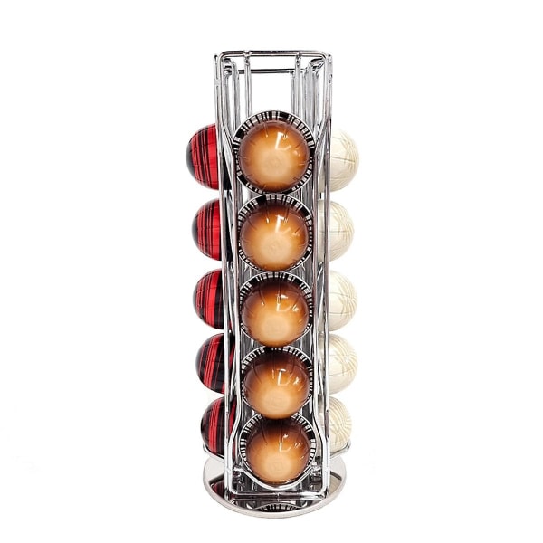 Pod för Vertuo Line Pods Displayställ 20 koppar Organizer Hyllor, A Silver
