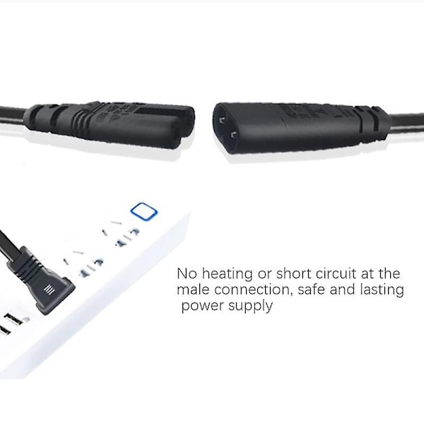 Iec320 C8 Till 2x C7 Y Split Nätkabel, Iec 8 Hane Till 2 Hona 1 In 2 Ut Nätkabel black