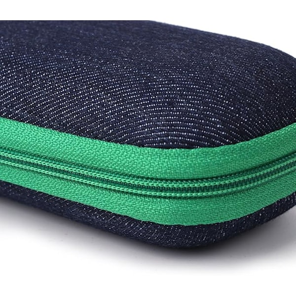 1 st solglasögonfodral i denimtyg, glasögonfodral med dragkedja, färgglatt glasögonfodral