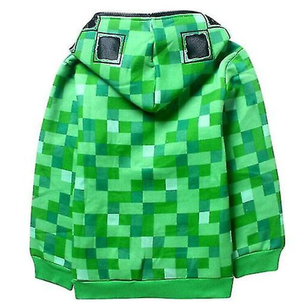 Minecraft Creeper Hoodie med Blixtlås för Barn Pojkar Ungdomar Tröja Jacka Toppar Present