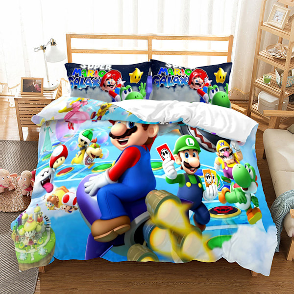 25 nye tegneserie Mario digitaltryk tre-delt sengetøjssæt