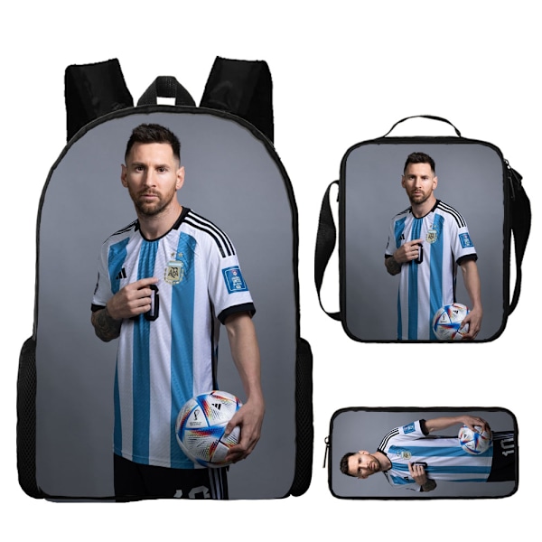 Messi skolryggsäck, pennfodral och axelväska - 3-delars set