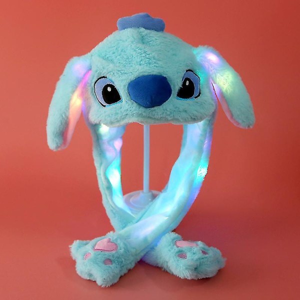 Plys kanin ørehat kan bevæge sig Interessant sød blød plys kanin hat gaver til piger Ny Luminous Stitch Hat