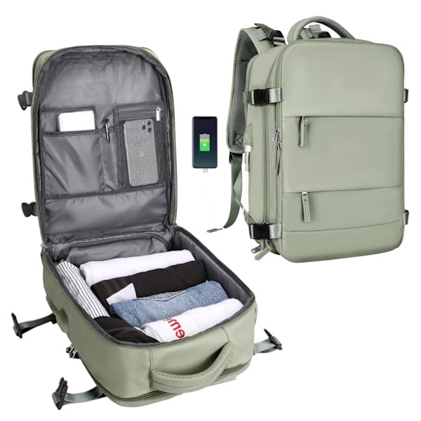 Rejsetaske til flykabine 45x36x20 til Vueling, EasyJet, Ryanair Vandafvisende og Rummelig Bagage (2210-001 1288 2350 D7) Verde Bosque 008
