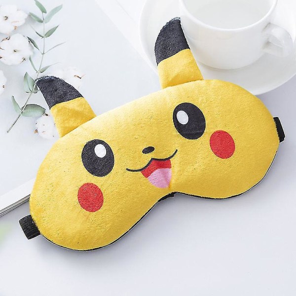 Sarjakuva Sleep Eye Mask Pikachu Pehmo sidottu silmäsilmäsuoja Cover Travel Nap Night Sleeping-hy