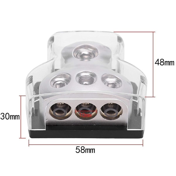 3-veis strømfordelingsblokk 1x0 Gauge in 3x4 Gauge Out strømfordelingsblokk for bilstereo Splitter As Shown