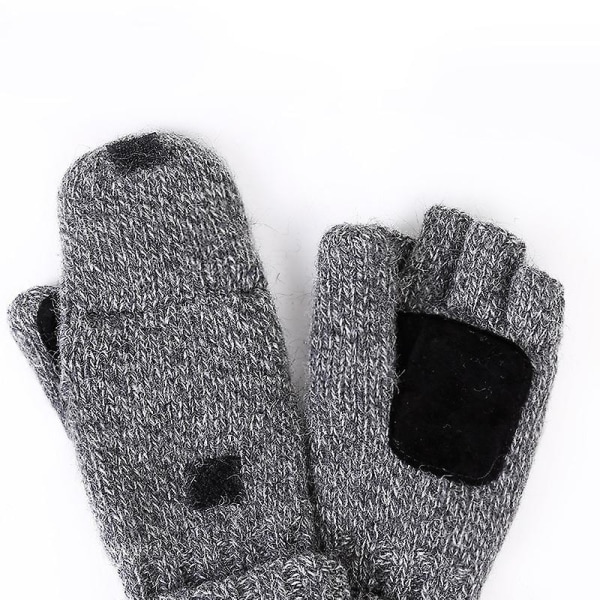 Vinter Stickade Konvertibla Fingerlösa Vantar Ull Vantar, Vinter Varma Vantar Beige