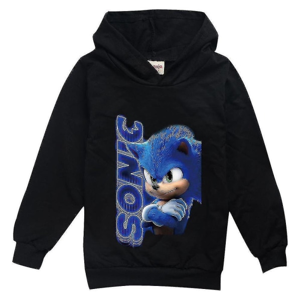 Barn Gutter og Jenter Sonic Hoodie Hettegenser Genser Hoody Topper Shzev Black 13-14 Years