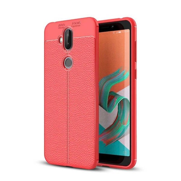 Läder Mönstrat Tpu Skal Asus Zenfone 5 Lite (zc600kl) Red