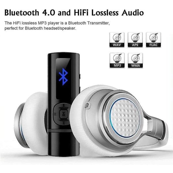 Usb Mp3-afspiller Bluetooth 4.0 8gb musikafspiller med redigering Bærbar hifi-tabsfri musik mp3-afspiller med FM-radio/optager