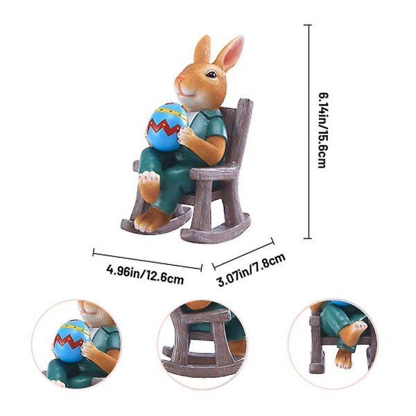 Easter Rabbit Statue Table Decor Resin Bunny Sitting On Chair Statue Tabletop Centerpieces Ornaments Home Party Holiday Decoration Gift