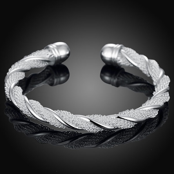 925 Silver Round Heart Open Armband för Kvinnor Mode Smycken Manschett Armband Ny Trendig Stil 3
