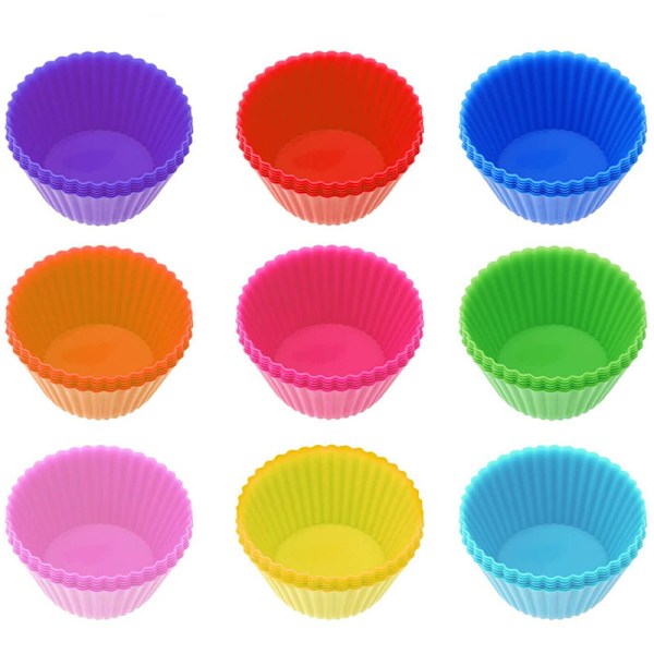 9 Pieces Silicone Cake Mold Round Muffin Mold Paper Cup Cake Baking Tools Home Decoration Accessories