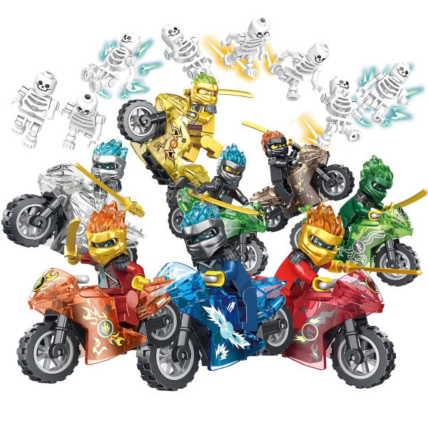 Sæt med 16 stk. Ninja Mini Figurer Byggeklodser Legetøj Børnegaver Multicolor 1 Set