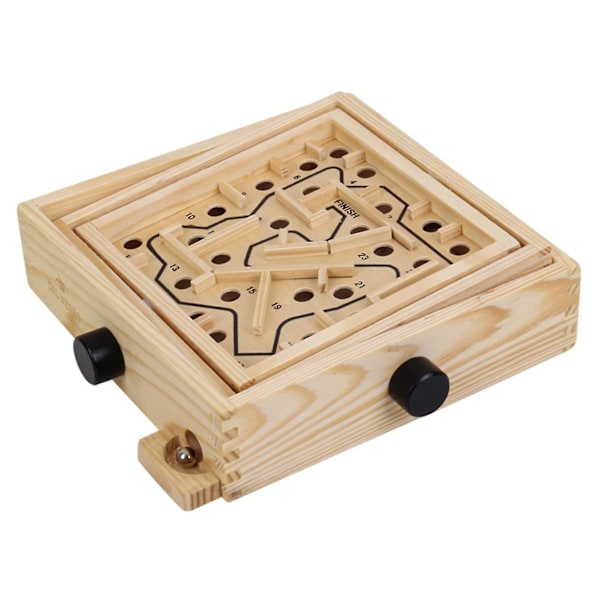 Wooden Labyrinth Game Balance Keeping Desktop Group Play Classic Puzzle Game Toy For Kids And Adults Small