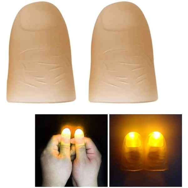 2 stk. Tommelfingerlys Magisk Fingerlys Tommelfinger LED Fingerlampe Tommelfingerlys Fest Magiske Scenetriks