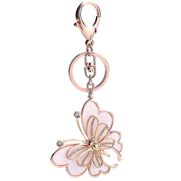 Wabjtam Rose Gold Tone Söt Butterfly Bag Charm Nyckelring Bilnyckelring med nyckelringar För kvinnor Flickor Presenter