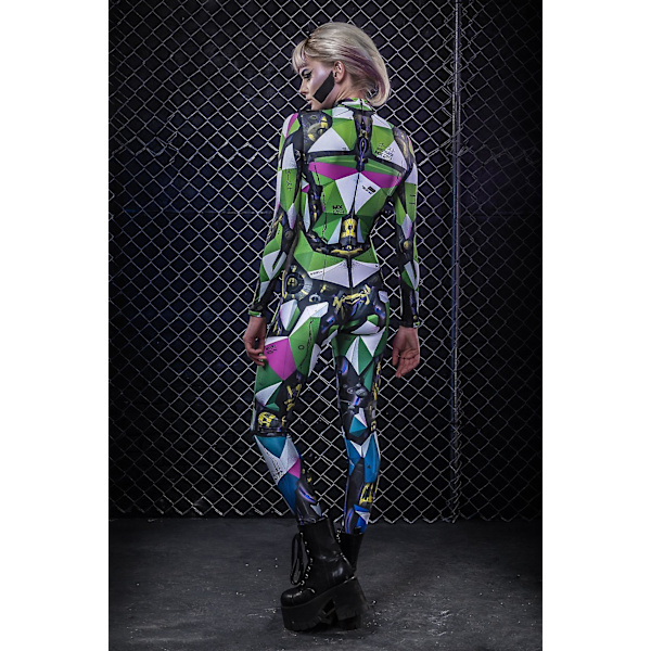 Futuristisk Ai Catsuit - Perfekt til Halloween og julefester Green XL