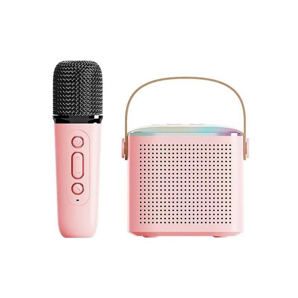 Bluetooth 5.3 Portable Speaker Mini med Led Music Rhythm Light for familie og utendørs Pink