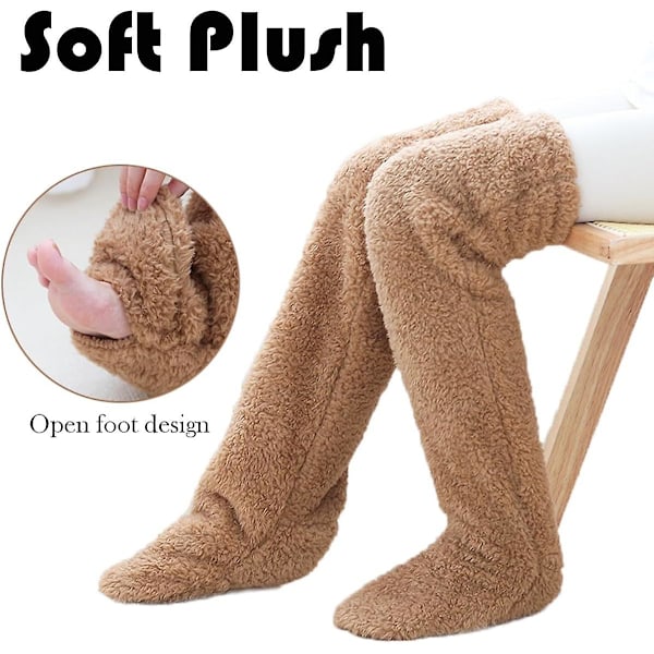 Teddy Legs Pitkät Sukat - Teddy Legs Sukat, Polven Yläpuoliset Karvaiset Jalkalämmittimet Hauskat Karvaiset Pitkät Talvisukat Dark Gray
